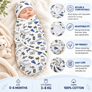 Newborn Baby <b>Swaddle</b> <b>Wrap</b> | Adjustable <b>Swaddle</b> Blanket | Soft Warm Baby Sleeping Sack 0-6 Months Baby Sleepwear Cozy Comfortable - Product Image 5
