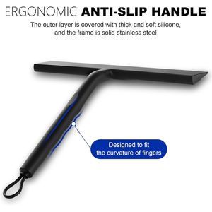 Tergivetro doccia in acciaio inossidabile con lama in silicone, senza foratura, per la pulizia di finestre e specchi, con gancio - Product Image 6