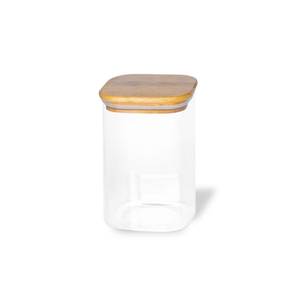 Récipient de rangement en verre bohème avec couvercle en bois, hermétique et compatible micro-ondes, pour organiser la cuisine : farine, sucre, café, thé, riz, pâtes, collations - Product Image 2