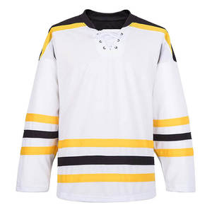 Heavyweight Knit Practice Wear Supplier White <b>Striped</b> Ice Hockey Jersey Blank Cut Sew Apparel Factory Custom - Product Image 5