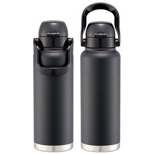 Logo personnalisé bouteille d'eau de sport flacons sous vide et thermos une poussée directe bouteille avec poignée 1200ml noir/STD12H _ 596759 - Product Image 1