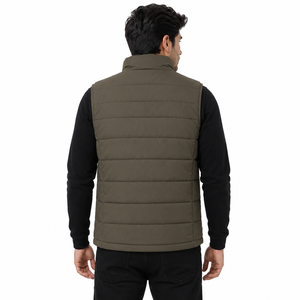 Gilet matelassé pour homme à col montant et fermeture éclair, sans manches, style doudoune, vêtement d'extérieur décontracté et chaud, vente en gros, OEM, vestes personnalisées pour homme - Product Image 4