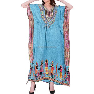 Fabricante indio Dashiki Kaftan Maxi Vestido Mujer Moda Africana Kaftan vestidos mujeres Vestido de playa Suelto - Product Image 6