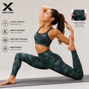 Ensemble de yoga 2 pièces pour femme X Sports City : Leggings taille haute et crop top dos nageur imprimé par sublimation – Vêtements de sport OEM ODM - Product Image 3