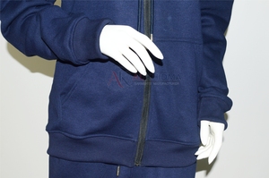Sweat-shirt à capuche décontracté pour femme en molleton 100 % coton respirant bleu marine, à manches longues, avec design personnalisé en relief - Product Image 4