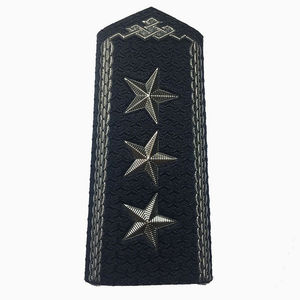 Wholesale Custom Epaulette with Three <b>Stars</b> Sew-On <b>Fabric</b> Badge Rectangle Shape Shoulder Epaulettes Badges with Logo - Product Image 1