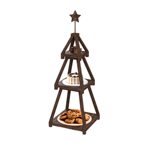 Support à gâteau en bois pour arbre de Noël, plateau de présentation de desserts de Noël, plateau de service sur pied pour fête de Noël, vente en gros du Vietnam - Product Image 1