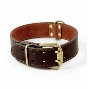 Collar de cuero para perro, collar de entrenamiento ajustable para mascotas para perros grandes, hebilla de latón de doble pin resistente, se aceptan pedidos a granel - Product Image 2