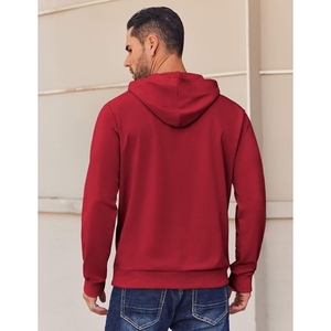 Wholesale Lightweight Men's Half Zip Winter Hoodies Custom Color Pullover Quick Dry Breathable 100% Cotton Velour Hot Selling - Product Image 4