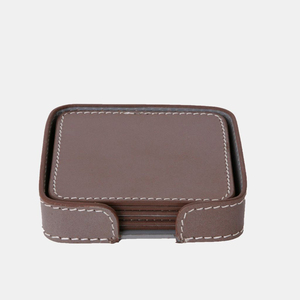 Sous-verres en cuir avec support, sous-verres en cuir de 4 pouces pour boissons, lot de 6 pour la protection des plans de travail - Product Image 3