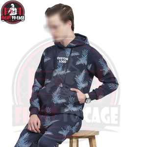 Trajes Deportivos Personalizados OEM ODM para Hombre, Cómodos, Casuales, con Estampado de Hojas, con Capucha, Manga Larga, Color Azul Marino, Precio al por Mayor - Product Image 6