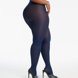 Leggings tricotés sans couture bleu marine taille haute pour femme, couleur unie, style basique, opaques, extensibles, vente en gros - Product Image 2