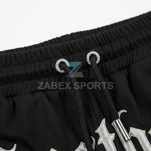 Shorts de basket-ball en mesh personnalisés à motif flamme haute densité, légers, respirants, performants, style streetwear chez ZABEX SPORTS - Product Image 5