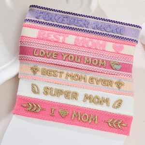 Bracelet personnalisé brodé avec la lettre « Meilleure maman », bracelet tissé réglable pour maman - Product Image 5