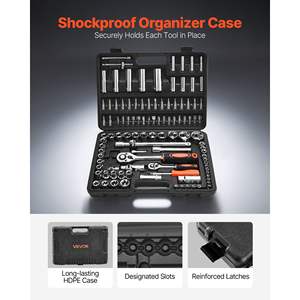 Set di chiavi a bussola e cricchetto da 108 pezzi, attacco da 1/4 e 1/2 pollice, in acciaio legato CR-V, kit di attrezzi per riparazione auto con accessori e custodia - Product Image 5