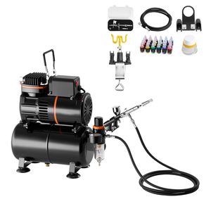 Kit Aerografo 1/6 HP con Compressore e Serbatoio, Aerografo Professionale a Doppia Azione per Applicazioni Automobilistiche - Product Image 1