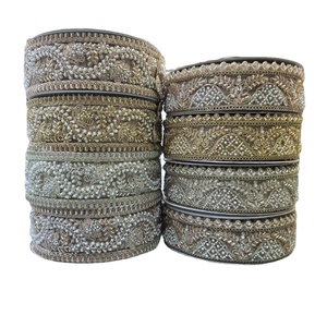 Rouleaux de dentelle brodée Zari métallique exquise de qualité supérieure, garniture de style traditionnel, pour vêtements de mariée ethniques et chaussures, écologiques et personnalisables - Product Image 1
