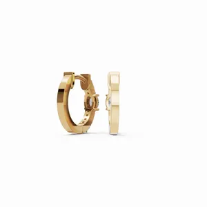 Round & Oval Elegance Pave Diamond Hoops <b>Earrings</b> in 18K Yellow Gold Diamond <b>Earrings</b> <b>Fine</b> Diamond Jewelry for Wholesale Export - Product Image 3
