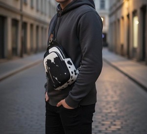 Sac de Poitrine de Luxe en Cuir Véritable pour Hommes et Femmes, Sac Bandoulière Vintage en Peau à Poils Naturels, Anti-Vol et Imperméable - Product Image 5