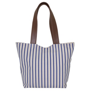 Xử Lý Da Bên Trong Taffeta Lót Nam Châm Nút Đóng 12 <span class=keywords><strong>Oz</strong></span> Vải Tự Nhiên Tất Cả Các Sọc In Túi Tote - Product Image 6