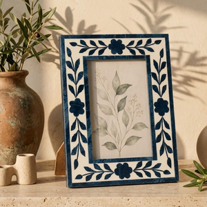 Marco de Resina Marrón Personalizable con Brillo Natural, Incrustaciones de Hueso de Cuerno, Marco de Fotos de Hierro y Madera, Borde de Mosaico de Imitación de Cuerno, Hecho a Mano para Pared - Product Image 4