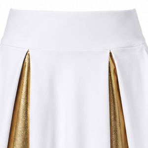 Ensemble uniforme de cheerleading sublimé blanc et or, sans manches, avec crop top et jupe, pour équipe sportive, tenue de performance et d'entraînement - Product Image 4