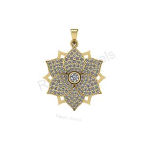 Nouvelle arrivée 925 pendentif en argent Sterling 34x26mm forme de fleur 14K plaqué or prix usine résultats de bijoux inde pour les filles - Product Image 1