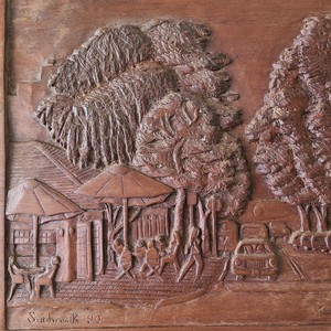 Décoration murale artisanale en bois de teck sculpté à la main, thème pêcheur - Vente en gros - Product Image 1