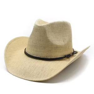 Trendy Spring <b>Summer</b> Jazzy Beach <b>Straw</b> <b>Hats</b> Leather Rope Decoration Men Western Cowboy <b>Hat</b> - Product Image 5