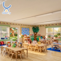 Ensemble de mobilier de classe Montessori en gros pour la maternelle et la garderie, table et chaise en bois pour enfants, bureau pour tout-petits, espace de jeu