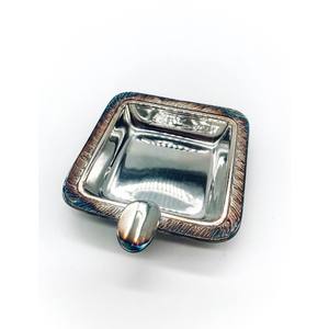 Cendrier carré vintage en argent, cendrier décoratif en métal avec poignée, élégant accessoire de table pour la maison et le bureau - Product Image 5