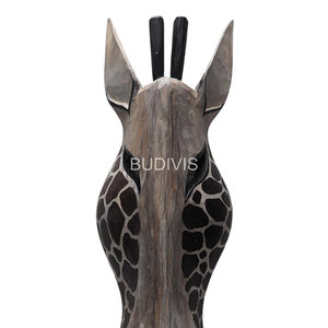 Masque mural classique en bois sculpté girafe, fait main, décoration animale ethnique pour la vente en gros, aménagement de maisons et de complexes hôteliers - Product Image 6