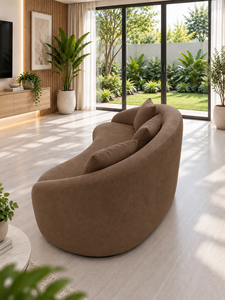 Sofá Curvo Cello Marrón de Emerald Sofa, Sofá Redondo Moderno y Contemporáneo para Sala de Estar o Estudio, Fabricante de Sofás con Tela Personalizada - Product Image 5