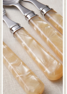 Ensemble de couverts élégants en acier inoxydable avec manche en résine, couteau, fourchette, cuillère, passe au lave-vaisselle, couverts de mariage, ensemble de service 5 pièces - Product Image 2