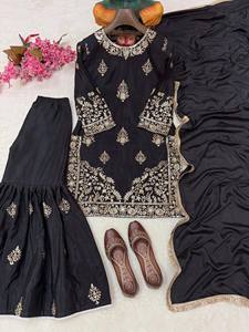 Ensemble Kurti Sharara élégant pour femmes, tenue ethnique élégante, idéal pour les mariages, les fêtes et le quotidien, confortable et de créateur. - Product Image 6