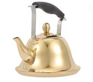 Premium Gold Finish Stainless Steel Stovetop Tea <b>Kettle</b> Handle Modern Double Wall Whistling Eco-Friendly Durable Food Coffee Tea - Product Image 1