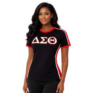 Chemise noire premium Delta Sigma Theta pour femmes, coupe confortable, vêtements de sororité grecque de haute qualité, tenue décontractée - Product Image 1