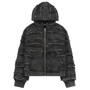 Hoodie pour homme vintage style streetwear, sur mesure, avec coutures inversées, coupe ample, effet usé, lavage à l'acide - Product Image 5