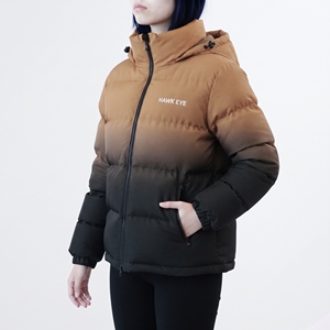 Veste matelassée à capuche pour femme Hawk Eye, couleur dégradée, hiver, chaude, épaisse, fermeture éclair, manches longues, longueur normale - Product Image 2