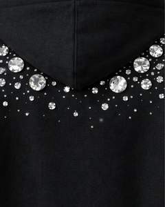 Sweat à capuche noir à strass, coupe oversize, en molleton épais, avec poche kangourou, personnalisable, pour homme, style streetwear - Product Image 6