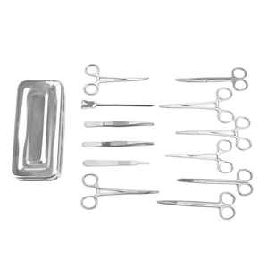 Kit de 13 pièces de matériel chirurgical dentaire de base en acier, classe I, manuel, réutilisable, avec poignée, pour interventions chirurgicales mineures - Product Image 3