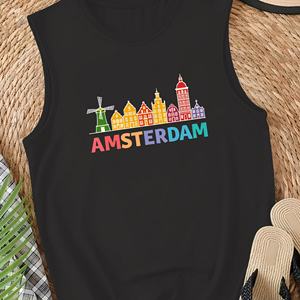 AMSTERDAM Skyline Design Débardeur décontracté en tricot pour femme avec logo sur le devant - Product Image 1
