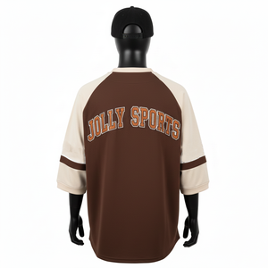 Camiseta de béisbol para hombre, tela deportiva de poliéster, panel GSM, logotipo bordado personalizado, camiseta 100% algodón para hombre, corte holgado, estampada - Product Image 2