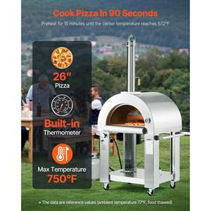 Four à pizza portable à double combustible 26 pouces, à granulés et à gaz, pour l'extérieur, avec roulettes faciles à déplacer, pierre à pizza en cordiérite épaissie pour le camping - Product Image 2