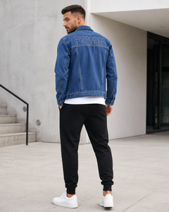 <b>Men's</b> Denim <b>Jacket</b> Solid Color Stand Collar Regular Fit Washed Cotton Casual Autumn Style Waterproof Windproof Quick Dry <b>White</b> - Product Image 6