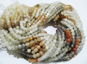 Perles rondes lisses en pierre de lune naturelle multicolores, 4-5 mm, brin de 13 pouces de long - Product Image 3
