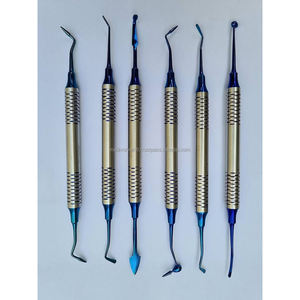 Ensemble de 6 instruments manuels pour composites dentaires en acier inoxydable bleu/or, qualité A+, prix de gros compétitifs - Product Image 2