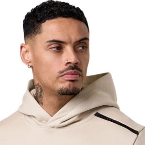 Sudadera con Capucha de Forro Polar Beige para Hombre, Sudadera Informal con Cierre de Cremallera, Manga Larga, Ropa Deportiva de Invierno para Gimnasio - Product Image 4
