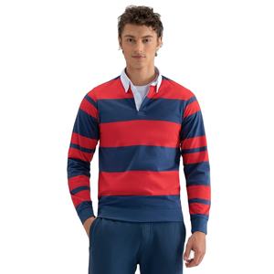 เสื้อรักบี้แขนสั้นผู้ชาย สีแดงกรมท่า ผ้าโพลีเอสเตอร์ 100% ทรงปกติ แห้งเร็ว ติดกระดุม สำหรับผู้ใหญ่ ทุกฤดูกาล - Product Image 1