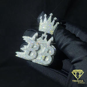 Pendentif Couronne Iced Out avec Lettre Personnalisée Audacieuse, Collier Hip Hop en Moissanite pour Hommes et Femmes, Bijou de Luxe Bling Statement - Product Image 2